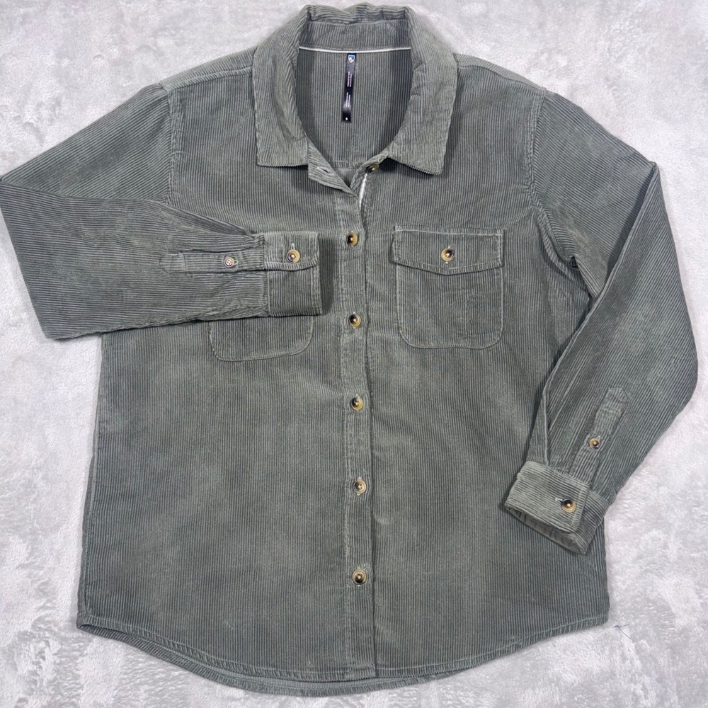 Kuhl Tallula Corduroy Button Down Shirt Sage Green Cotton Style 8244 Women's S